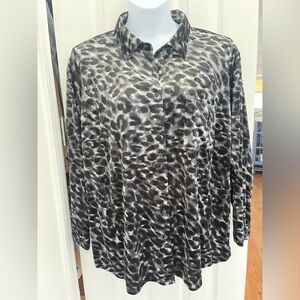 Belle by Kim Gravel Velvet Button-Up Top